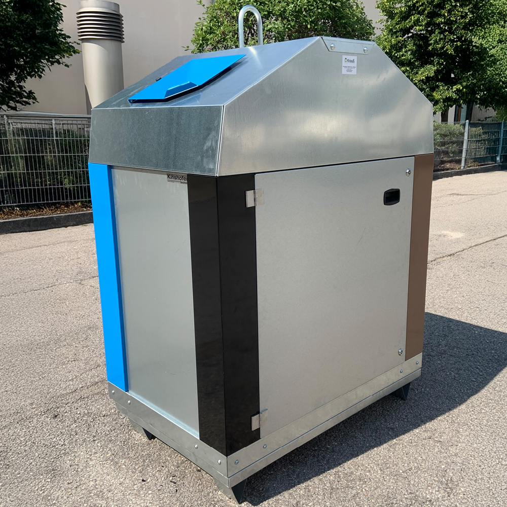 Metallischer LVP-Container für die Sammlung von Leichtverpackungen im Recycling