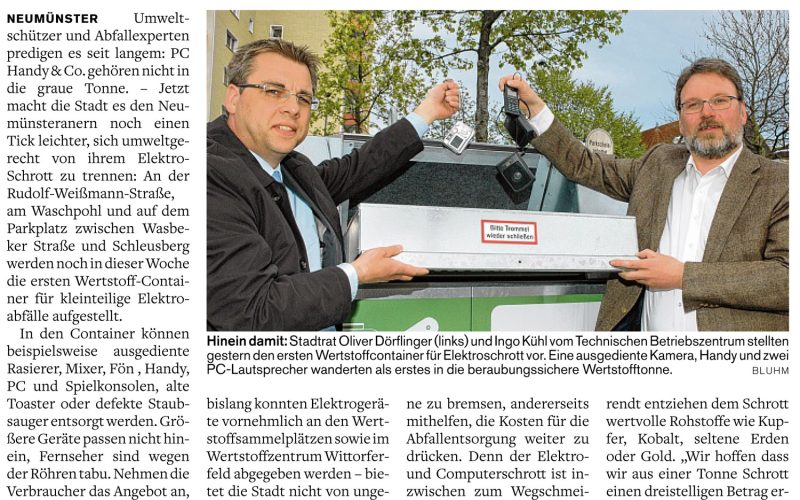New electronic waste container in use in Neumünster